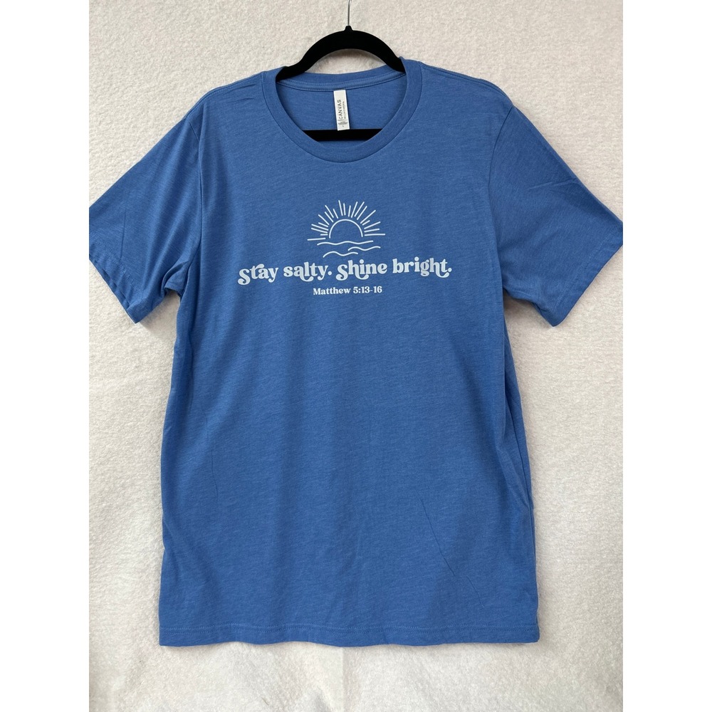 Bella Canvas Stay Salty Shine Bright Matthew 5:13-16 Christian T-Shirt Blue‎ L